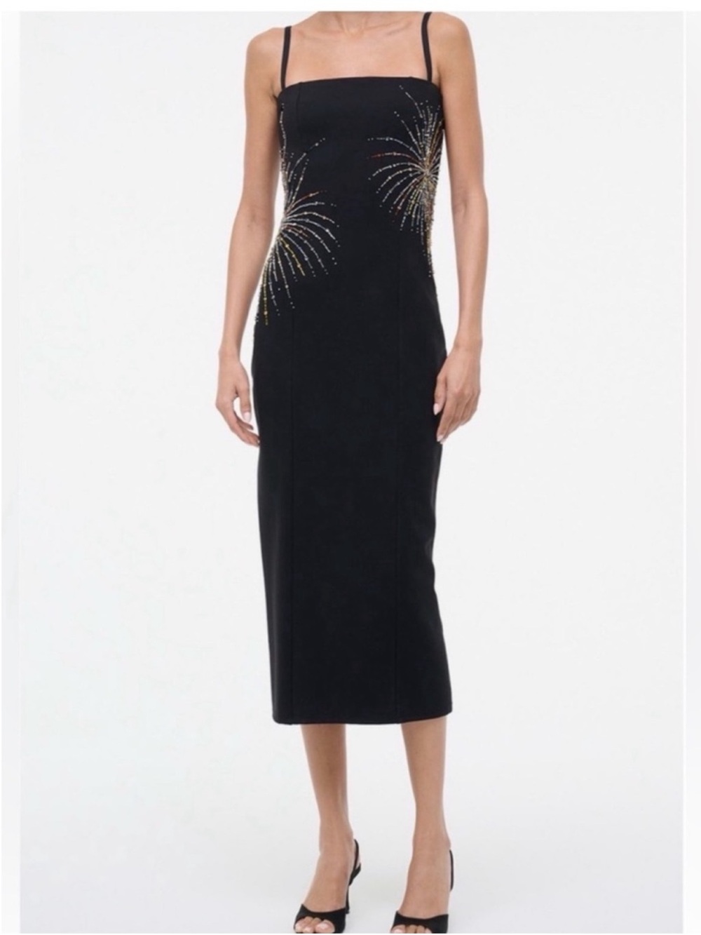 ✨NEW✨ STAUD Britney Embellished
Sleeveless Midi Dress Fireworks